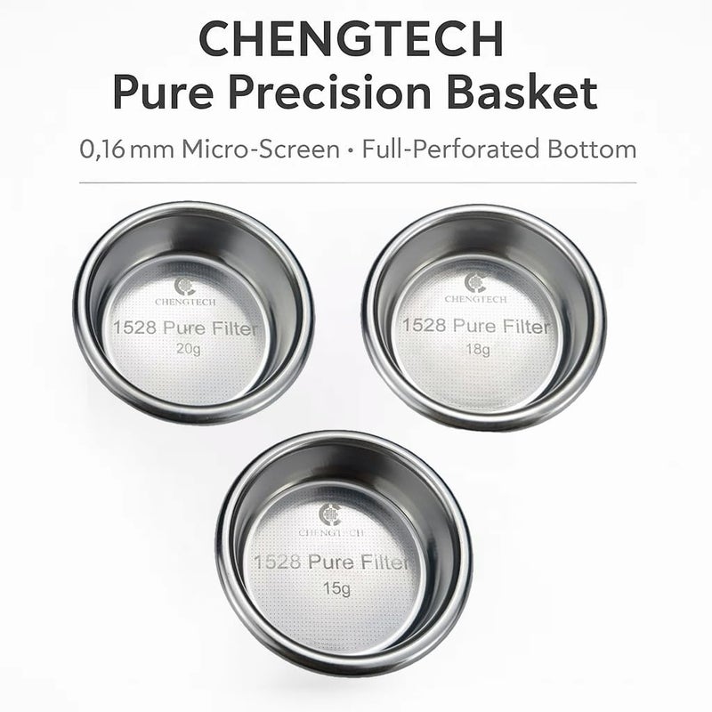 Chengtech Espresso Accessories, 18g Pure Precision Espresso Basket – 1528 Micro-Screen Holes, 0.16mm Full-Perforated Bottom, Ultra-Clean Filtration for Sweet & Balanced Espresso - Image 2